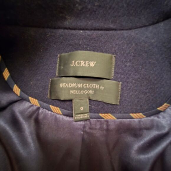 J.Crew Midnight Blue Stadium Cloth Jacket Womens Size 0 - Picture 4 of 12